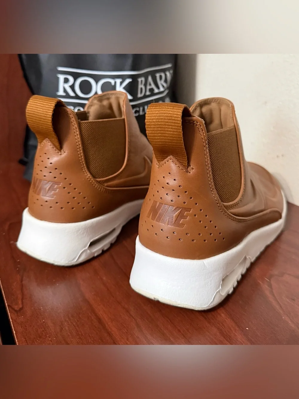Nike Women’s Brown Leather Slip-On Sneakers with White Sole